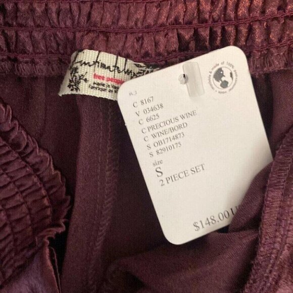 Whimsigoth Satin Ensemble Wide Leg Ruffle Detail Free People Set - Picture 14 of 16